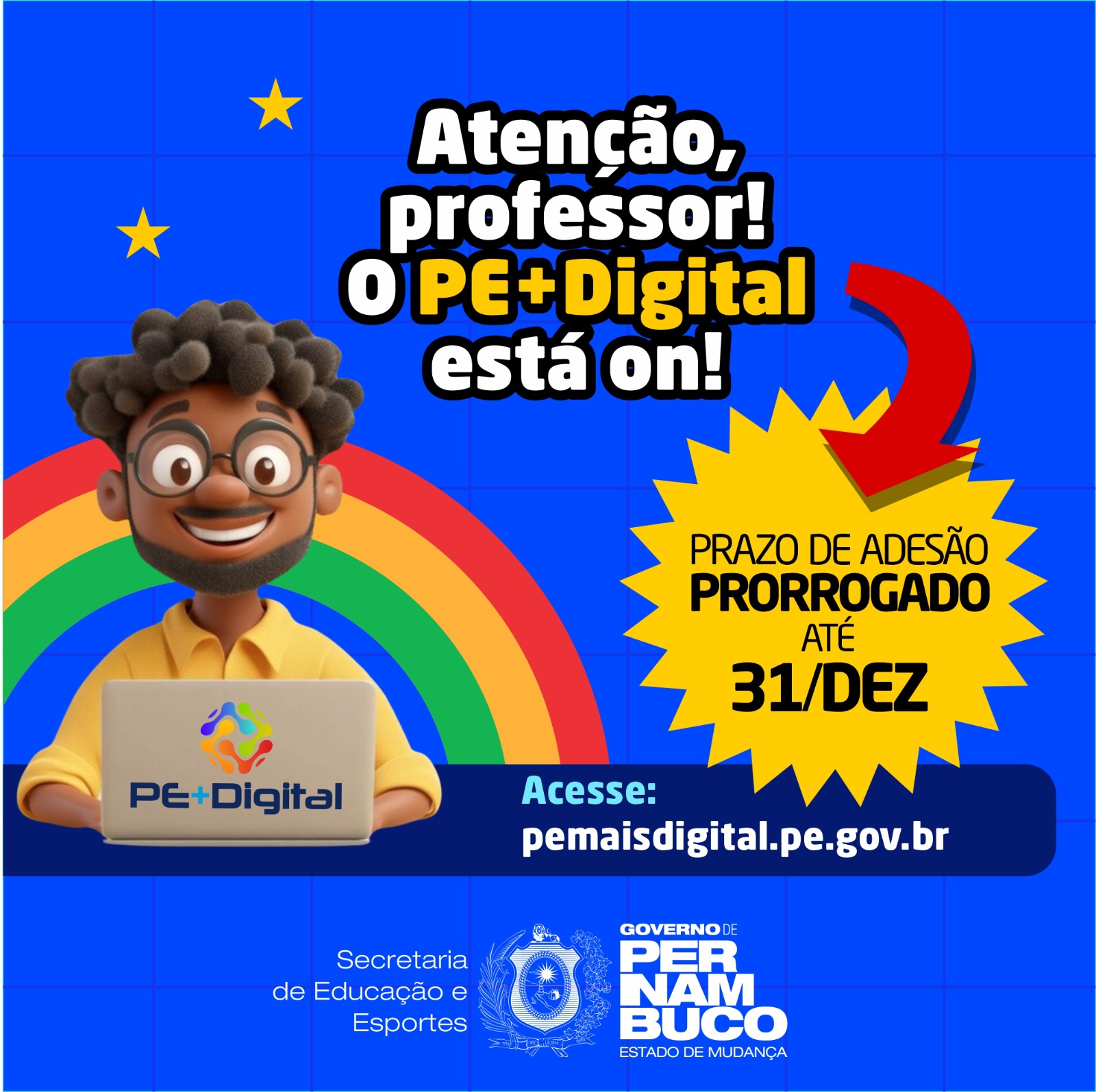 Prorrogado prazo de inscrição dos professores da Rede Estadual de Ensino para o recebimento de notebooks